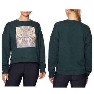 Betsey Johnson Performance Stay Wild Forest Green Fleece Sweater